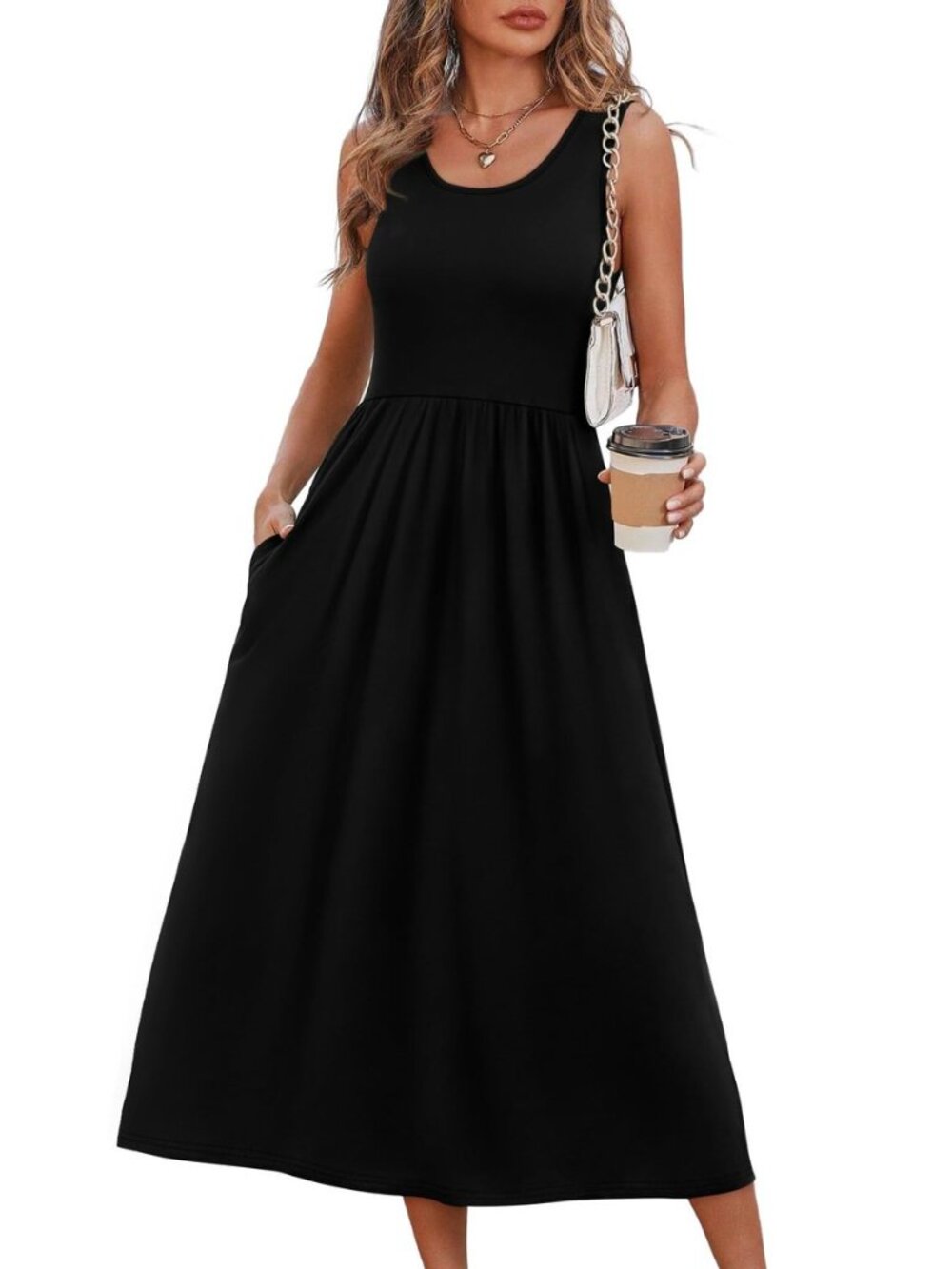 Summer Dresses for Women Flowy Casual Midi Dress Beach Vacation Sundresses with